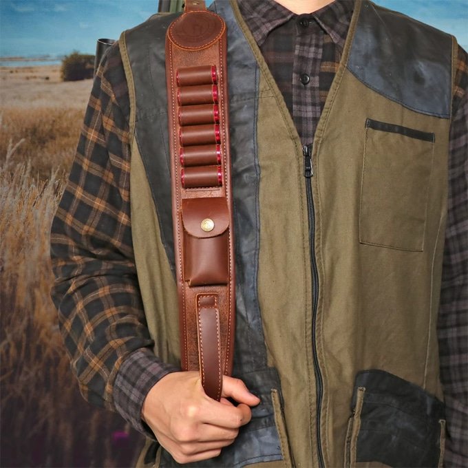 Leather rifle sling with ammo holder - Image 7