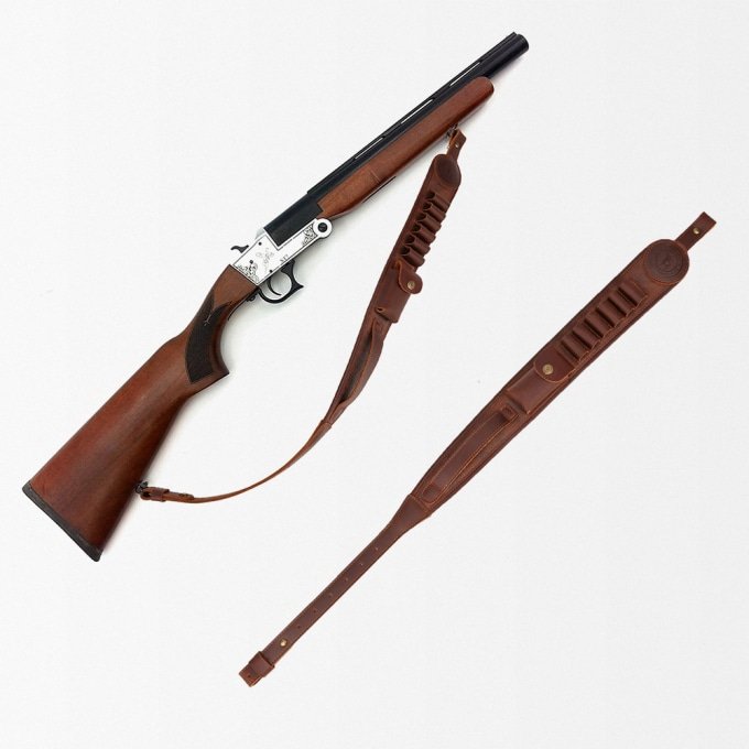 Leather rifle sling with ammo holder - Image 9