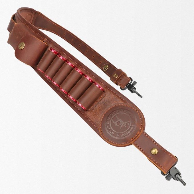 Leather rifle sling with ammo holder - Image 3