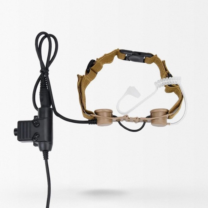Tactical throat mic headset with PTT