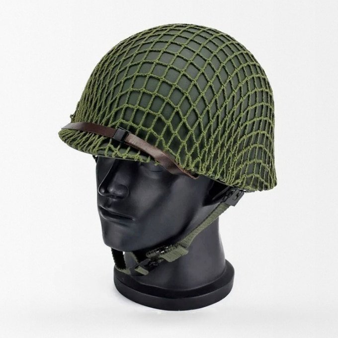 WW2 army helmet with mesh cover