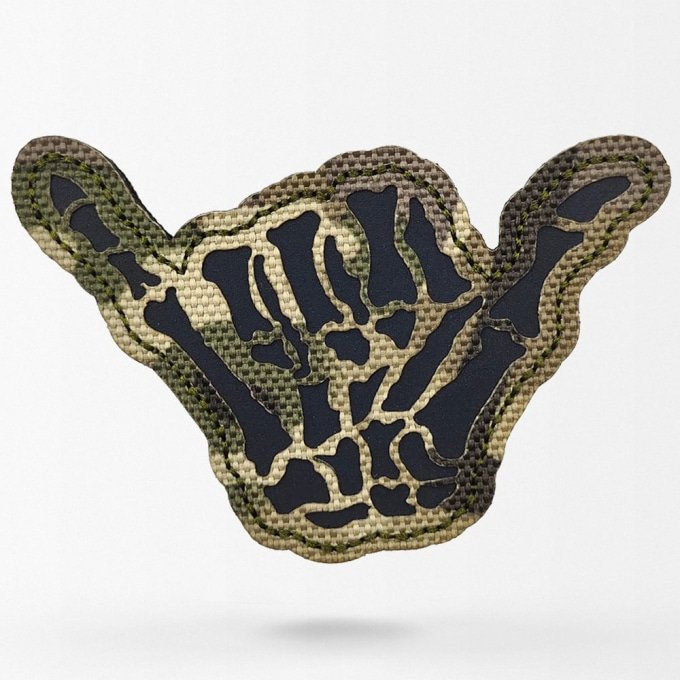 Shaped skeleton hand patch multicam