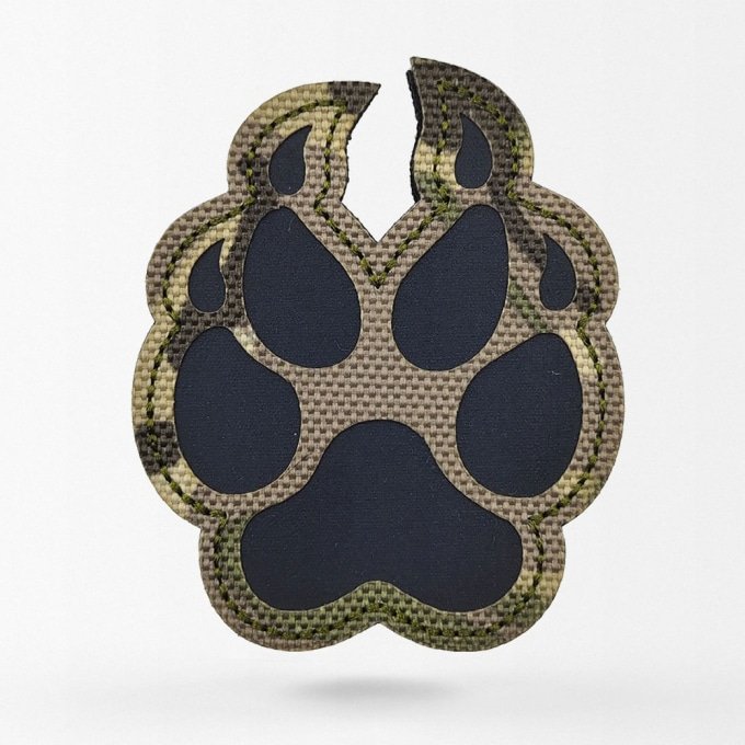 Shaped tactical paw patch multicam