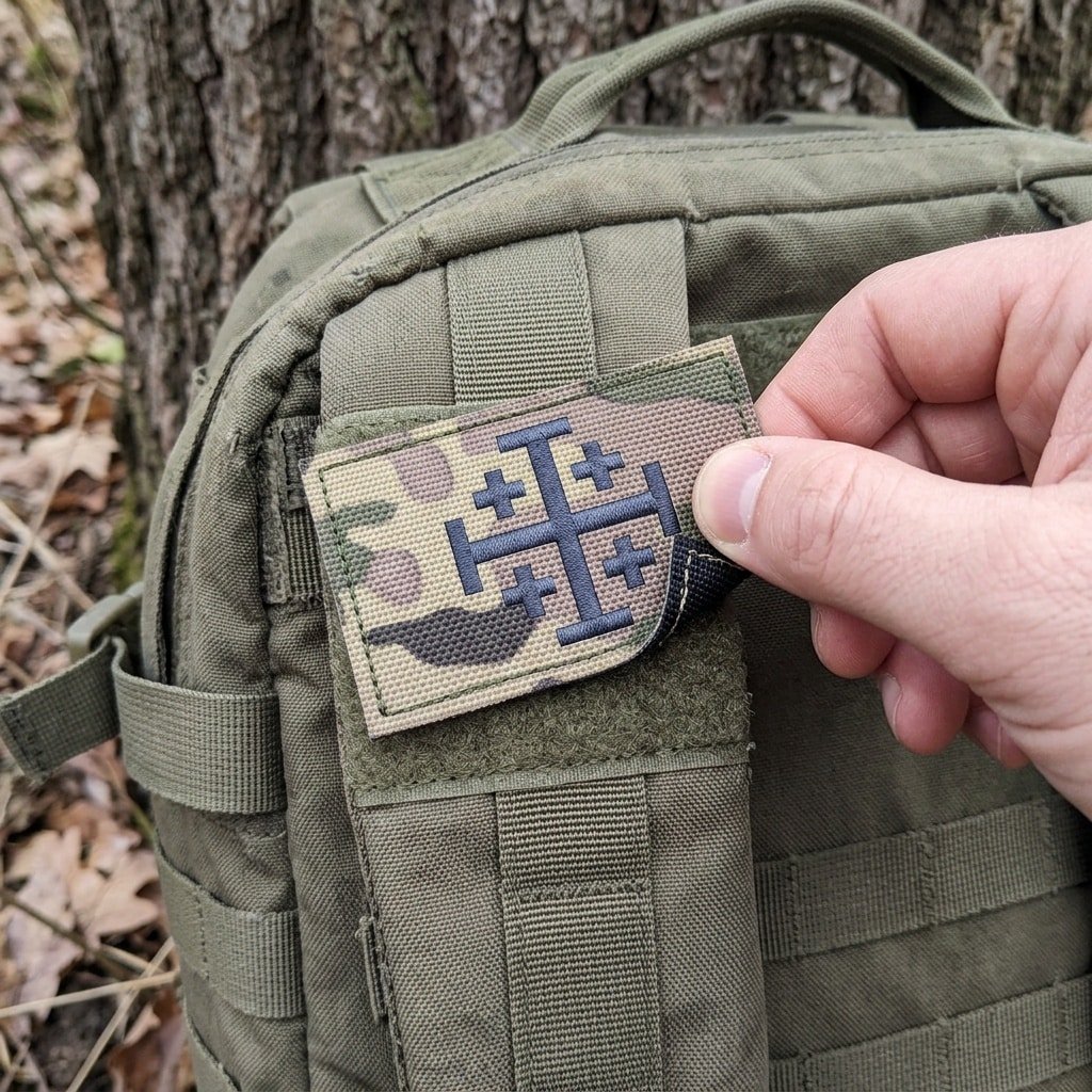 Rectangle jerusalem cross patch