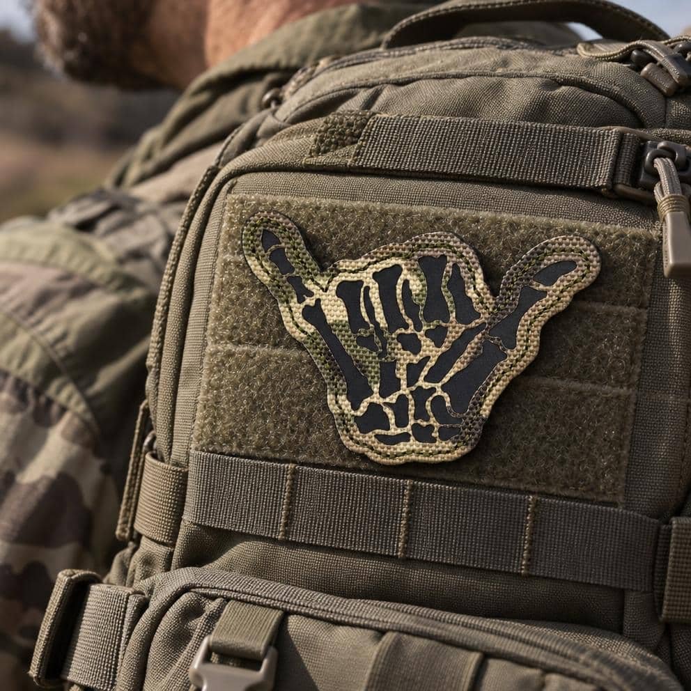 Shaped skeleton hand patch multicam