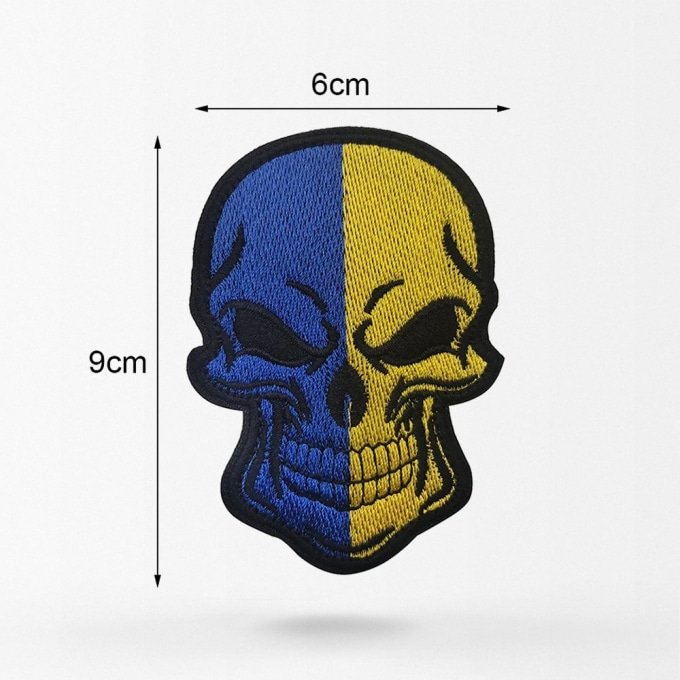 Shaped Ukrainian Flag Skull Patch - Image 2