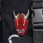 Red devil head embroidered patch photo review