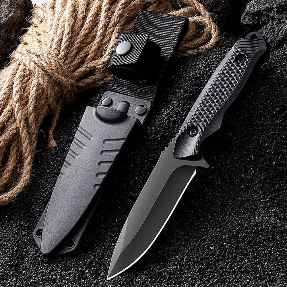 Fixed blade tactical knife with sheath