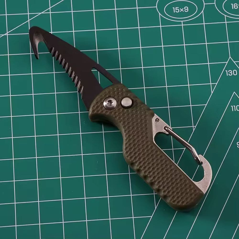 Tactical folding rescue hook knife